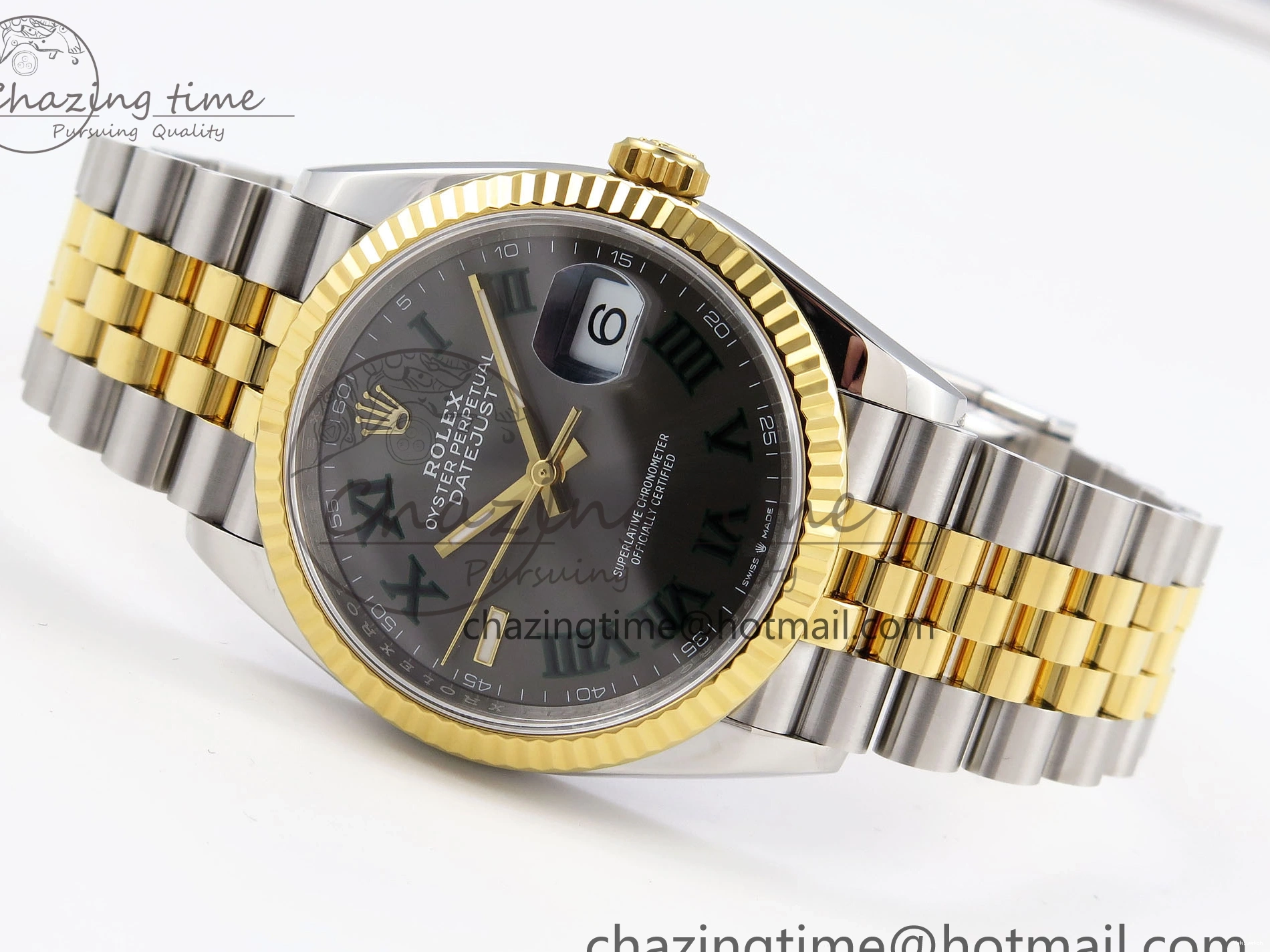 Bracelet Marker SS DateJust VSF VS3235 36 YG Roman 904L 126233 Edition 1:1 Steel Best Green Jubilee Gray on Dial 0211
